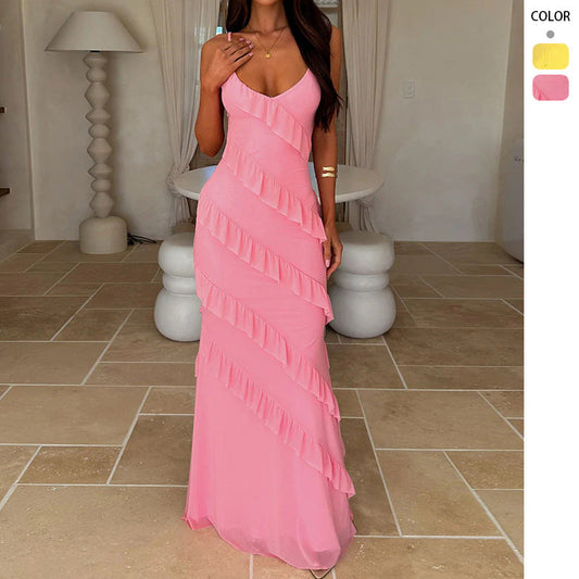 Damen Maxikleid Rüschendesign Schmeichelnder Schnitt Eveloria - Eveloria