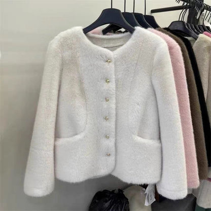 Damen Fleecejacke Kuschelig Knopfdesign Eveloria