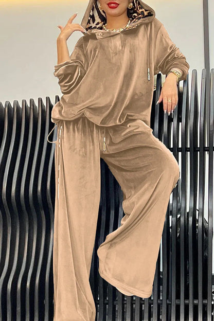 Damen Lounge-Anzug Kapuze Satin-Finish Eveloria