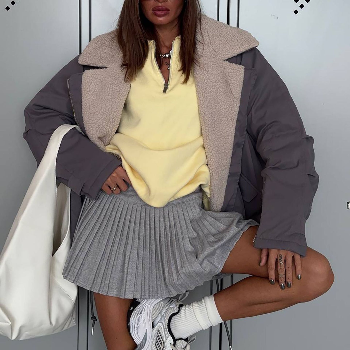 Damen Oversized Jacke Teddyfutter Eveloria