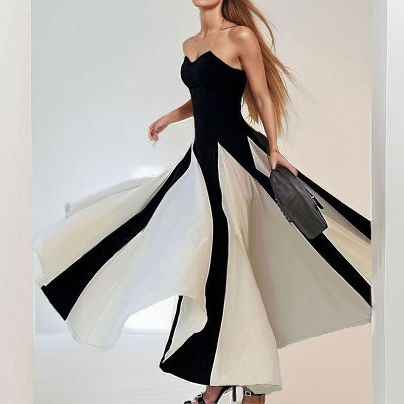 Damen Abendkleid Herz-Ausschnitt vertikale Einsätze Eveloria