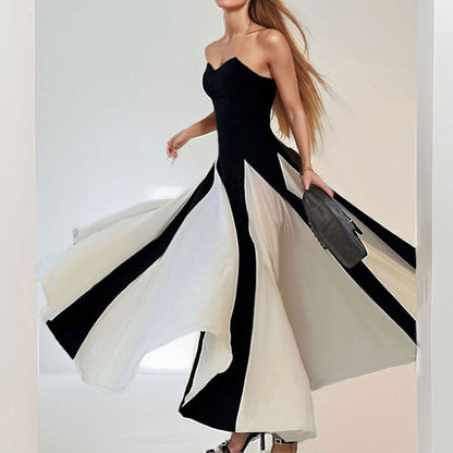 Damen Abendkleid Herz-Ausschnitt vertikale Einsätze Eveloria