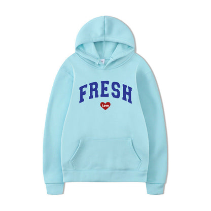 Damen Kapuzenpullover Weiches Fleece Verspielter Schriftzug Grau