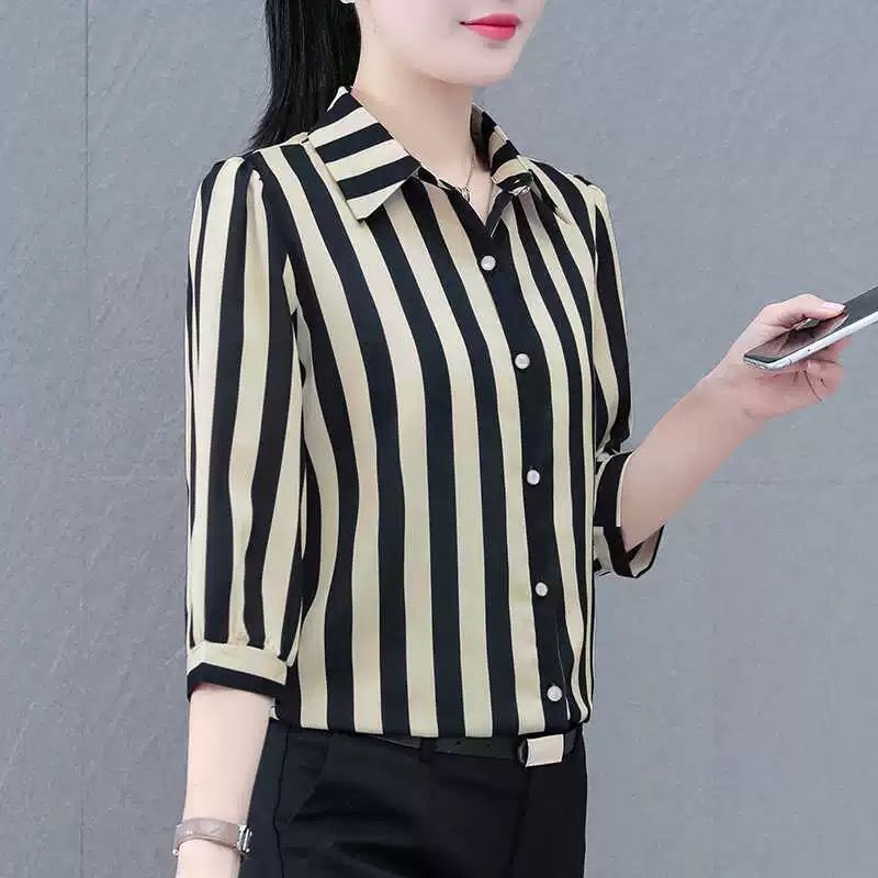 Damen Bluse Gestreift Modischer Schnitt Eveloria - Eveloria