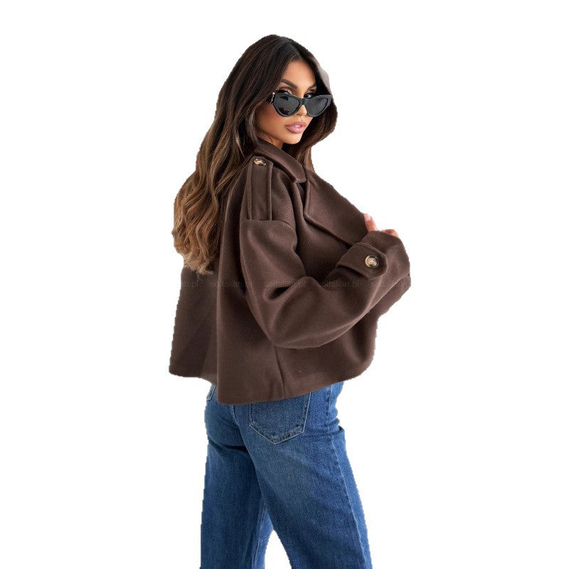 Damen Oversized Wolljacke Breites Revers Eveloria