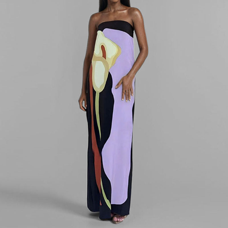Damen Maxi-Kleid Moderner Kunststil Eveloria