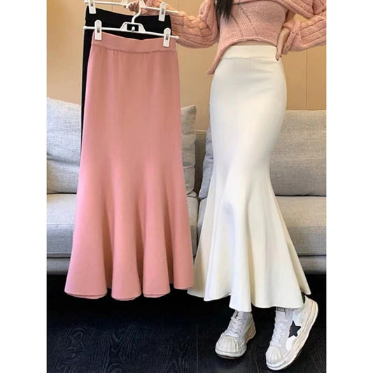 Damen Midirock Hohem Bund Schwingender Saum Schwarz Eveloria - Eveloria