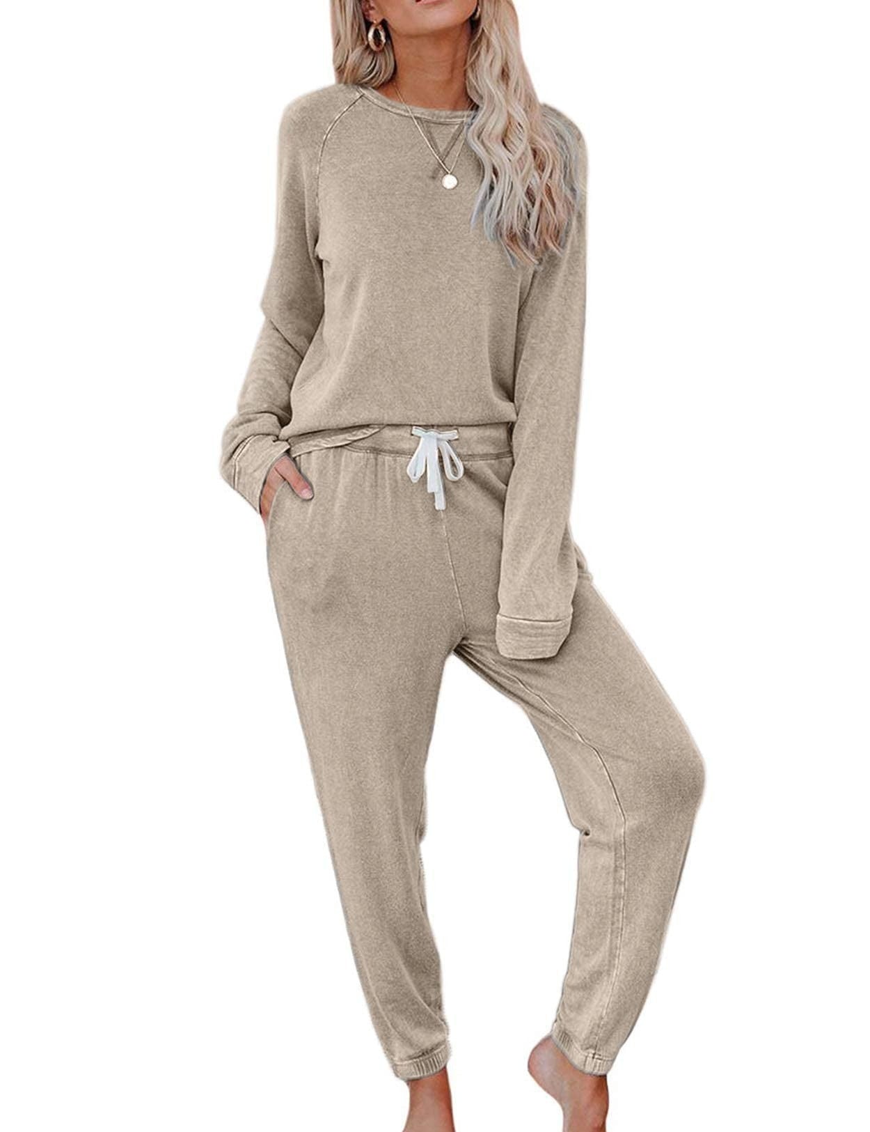Damen Lounge-Set Oversized-Pullover und Hose Bequem Grau Eveloria