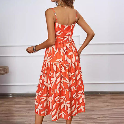Damen Midikleid Floralmuster Voluminöser Rock Eveloria