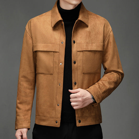 Eveloria Herren Wildlederjacke Elegantes Design Braun - Eveloria