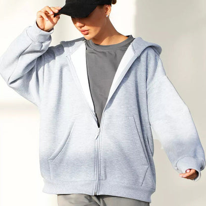 Damen Kapuzenpullover Lässig Reißverschluss Große Taschen Eveloria