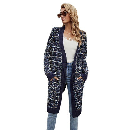Damen Strickjacke Farbenfroh mit Strukturen und Fransen Abschluss