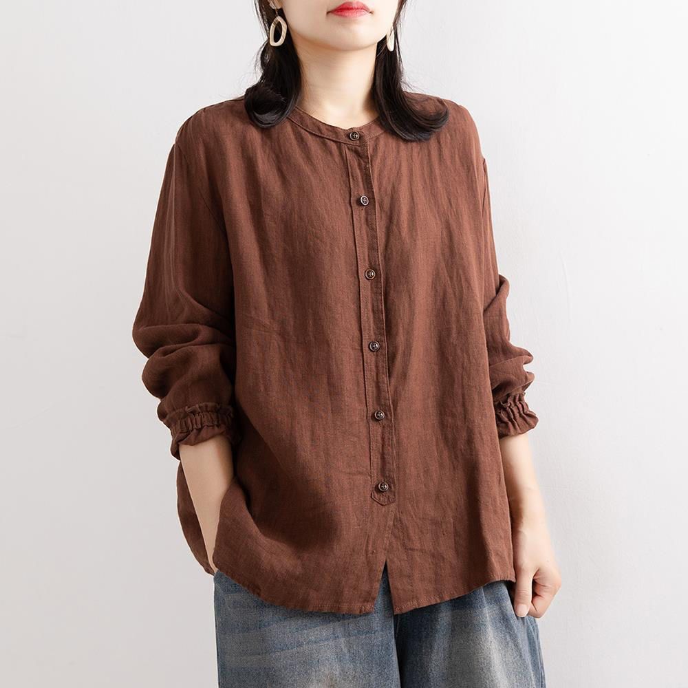 Damen Bluse Lockere Passform Knöpfe Weiße Eveloria