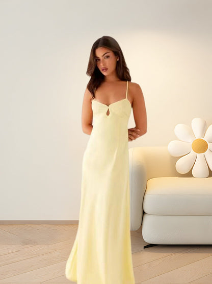 Damen Abendkleid Spaghettiträger Elegant Schlitz