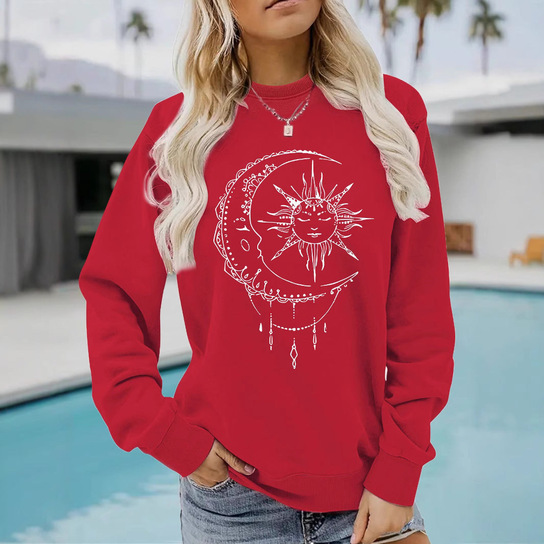 Damen Sweatshirt Sonnen-Mond-Motiv Eveloria