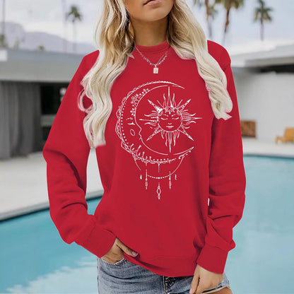 Damen Sweatshirt Sonnen-Mond-Motiv Eveloria