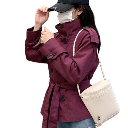 Damen Langjacke mit hohem Kragen und Gürtel Eveloria