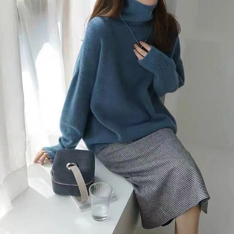 Damen Oversized Rollkragenpullover Weiches Strickmaterial Eveloria