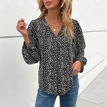 Damen Bluse Puffärmel Grafisches Muster