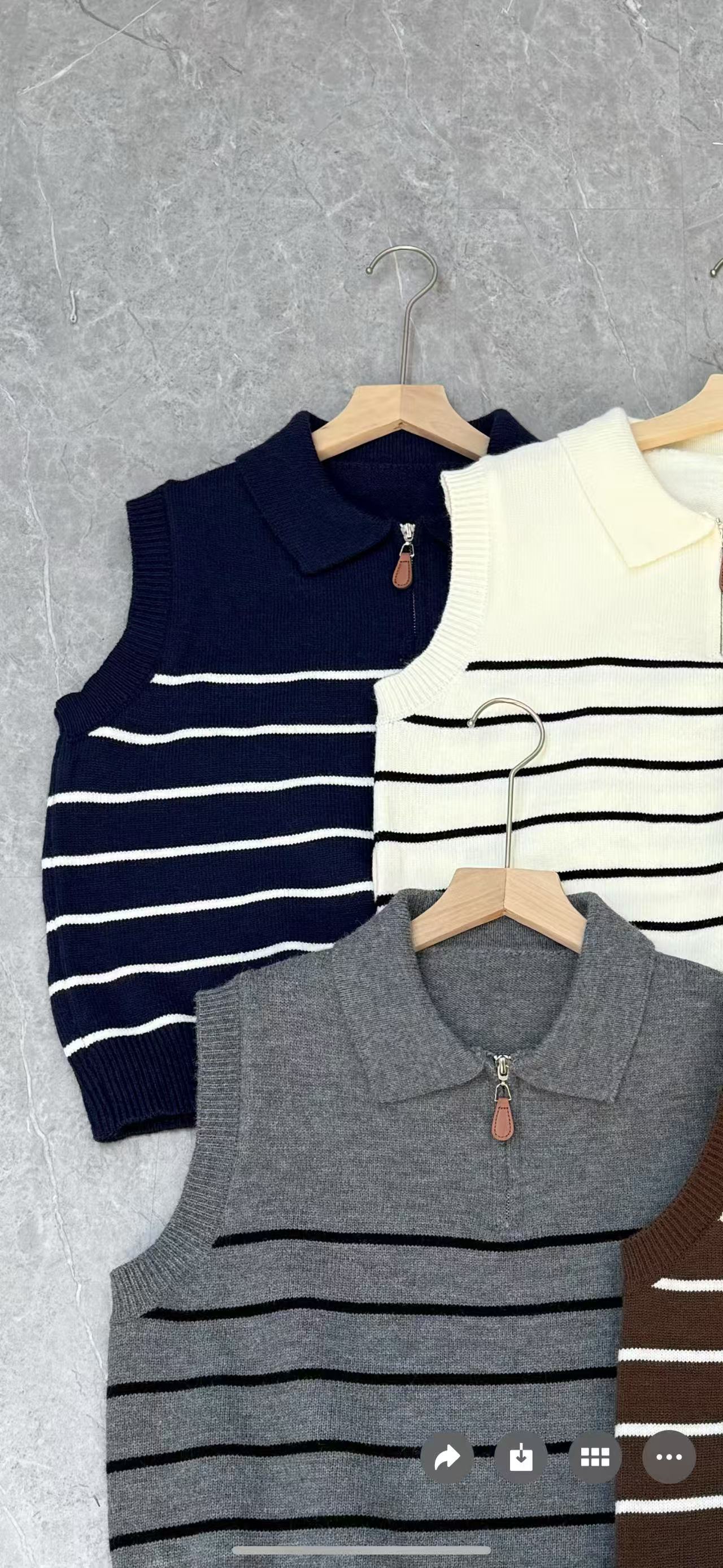 Damen Strickpullover Reißverschluss Streifenmuster Eveloria