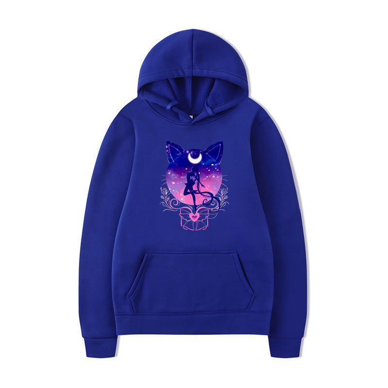 Damen Kapuzenpullover Katzenmotiv Bequem Grau