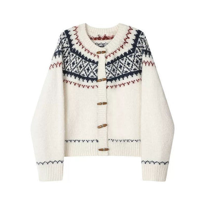 Damen Strickjacke Norwegermuster Eveloria