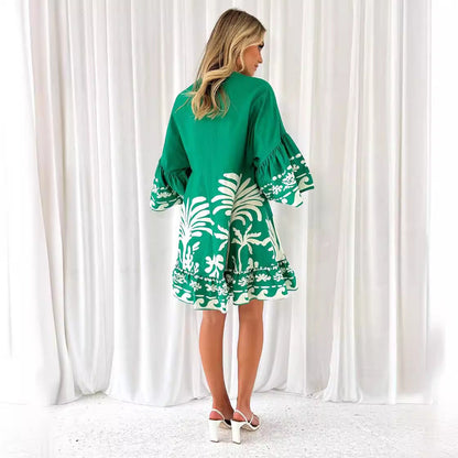 Damen Sommerkleid Lässig Voluminöse Ärmel Eveloria
