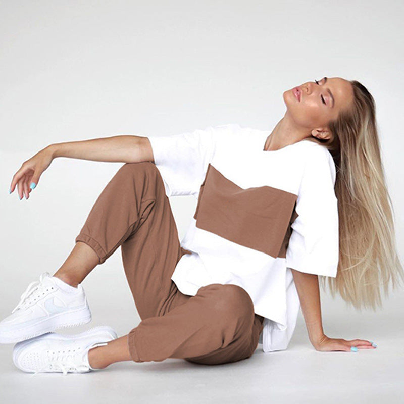 Damen Sportanzug Oversized Shirt Jogginghose Bequem Eveloria