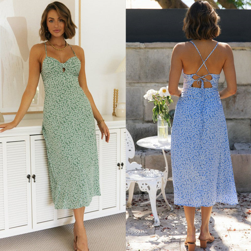 Damen Midikleid Spaghettiträger Herzförmiger Ausschnitt Eveloria - Eveloria