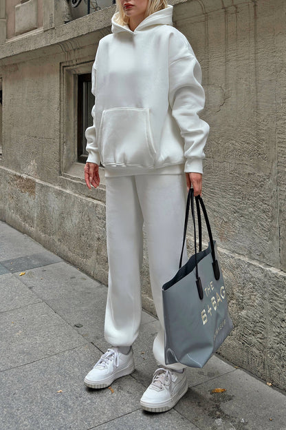Damen Oversized Hoodie Jogginghose Lässig Grau