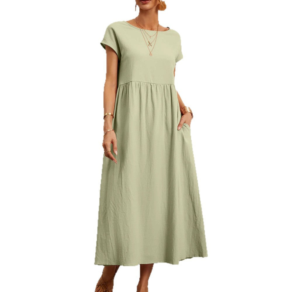 Eveloria Damen Midi-Kleid Ballonärmel mit Taschen