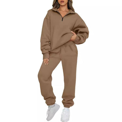 Damen Sweatpants-Set mit Stehkragen und Kängurutasche Eveloria