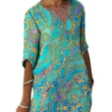 Damen Leichtkleid V-Ausschnitt Bunt Eveloria - Eveloria