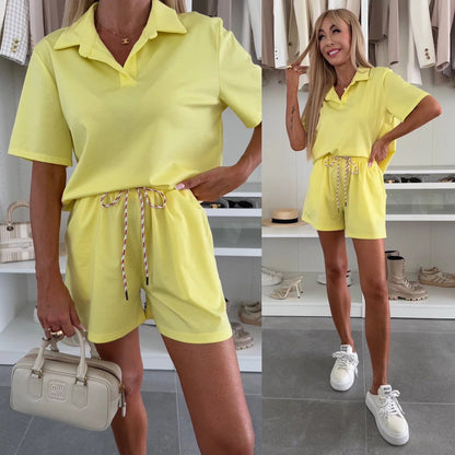 Damen Polo-Kurzoverall Elastisch Beige