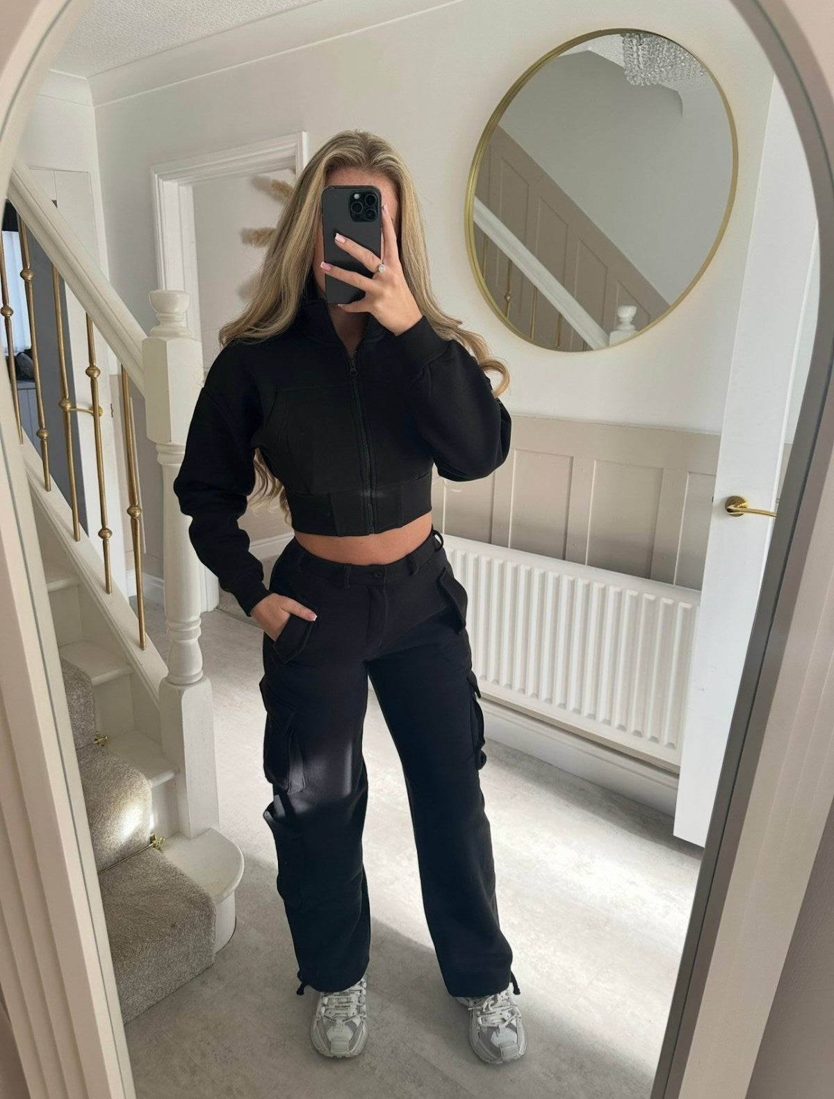 Damen Freizeit-Set Cropped mit Reißverschluss und Taschen