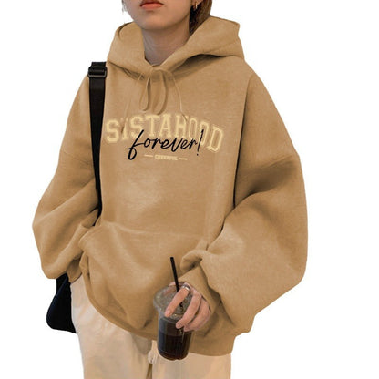 Damen Hoodie Oversized Lässig Mit Schriftzug