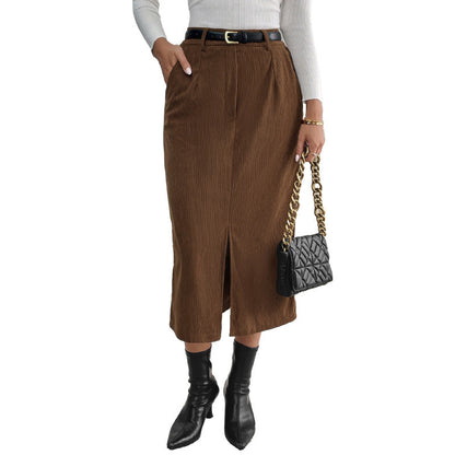 Eveloria Damen Maxirock mit Schlitz und Taschen