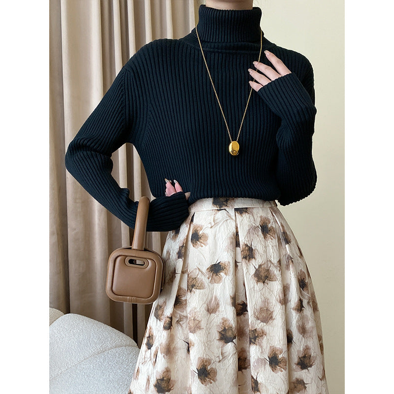 Damen Rollkragenpullover Ribbstrick Eveloria