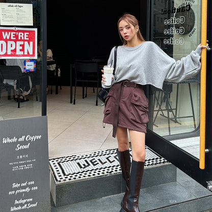 Damen Oversized Pullover Voluminöse Ärmel Eveloria