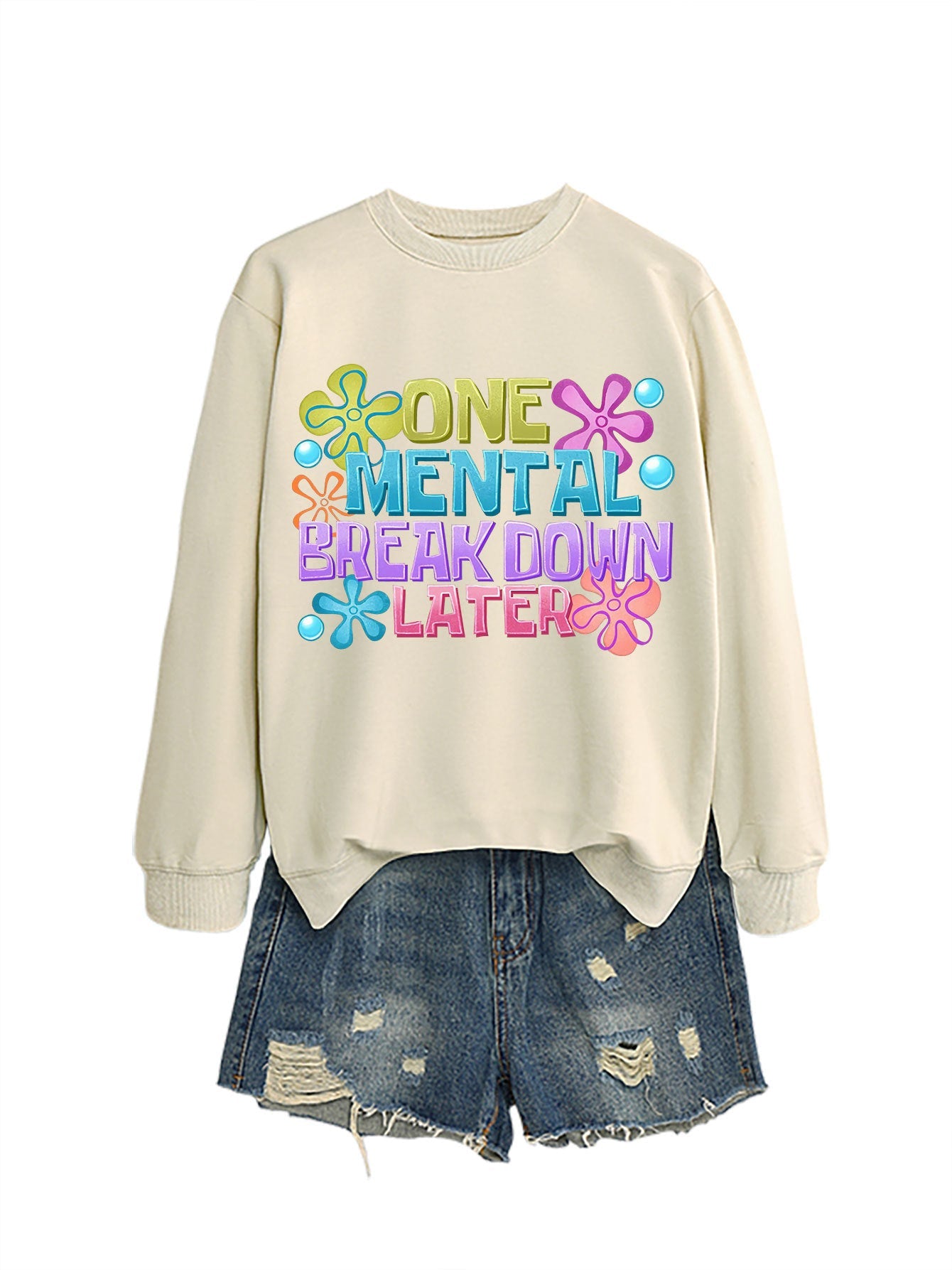 Damen Sweatshirt Kreativer Aufdruck Eveloria Grau