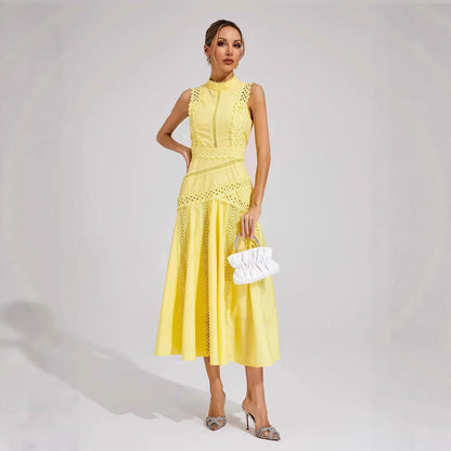 Damen Midi-Kleid Spitzenakzente Eveloria