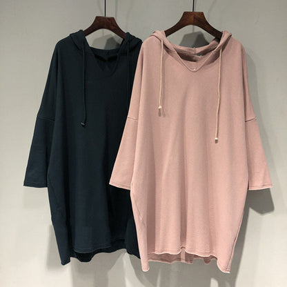 Damen Hoodie-Kleid Großzügig Kapuze Schwarz Eveloria - Eveloria