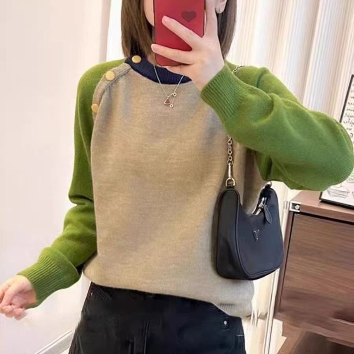 Damen Strickpullover Große Knöpfe Kuschelig Grau Eveloria