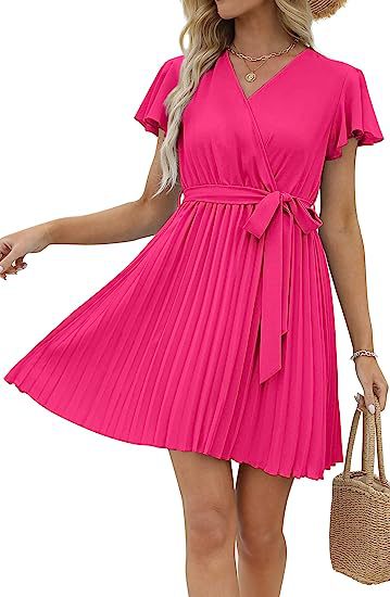 Damen Wickelkleid Plissierte Details Eveloria