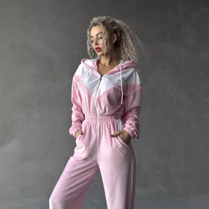 Damen Fleece Sportanzug Elastisch Eveloria