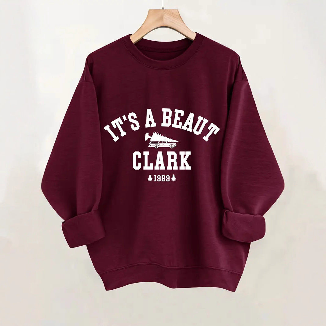 Damen Sweatshirt Lässiger Schriftzug Bequemer Schnitt Grau Eveloria