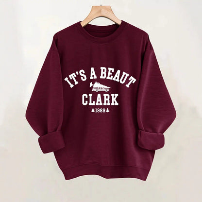Damen Sweatshirt Lässiger Schriftzug Bequemer Schnitt Grau Eveloria