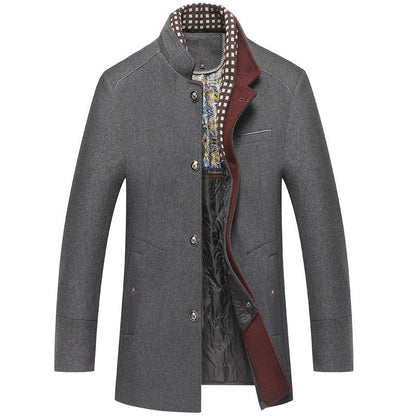 Herren Slim Fit Wollmantel dunkelblau