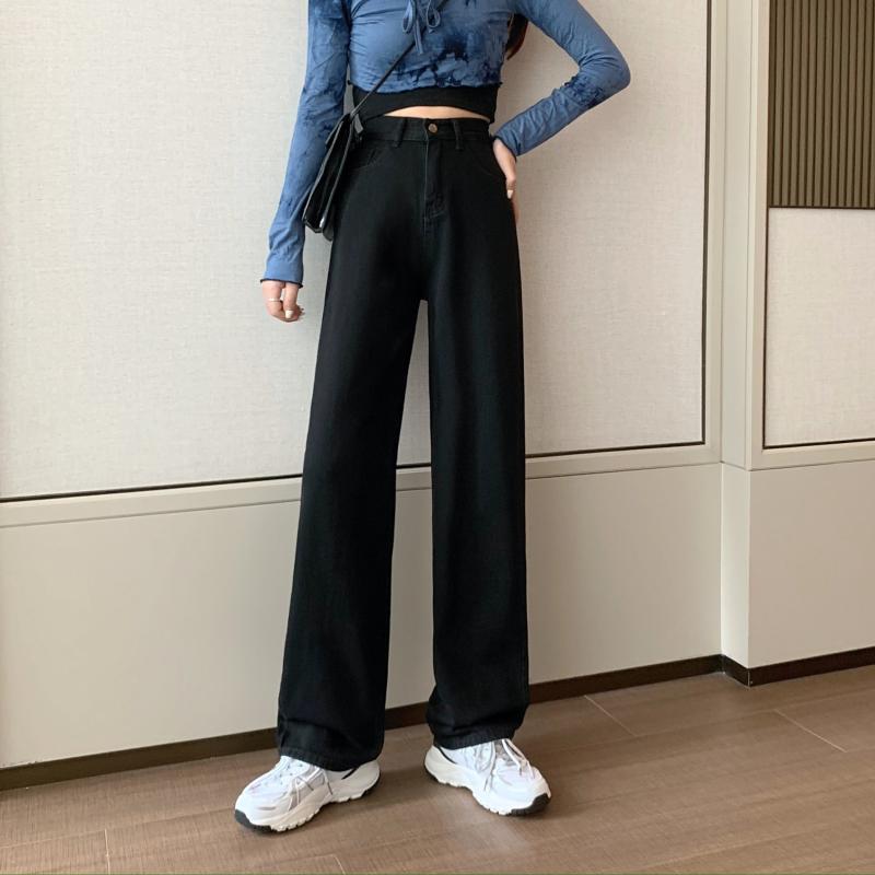 Damen Weite Denim-Hose Hochbund Eveloria