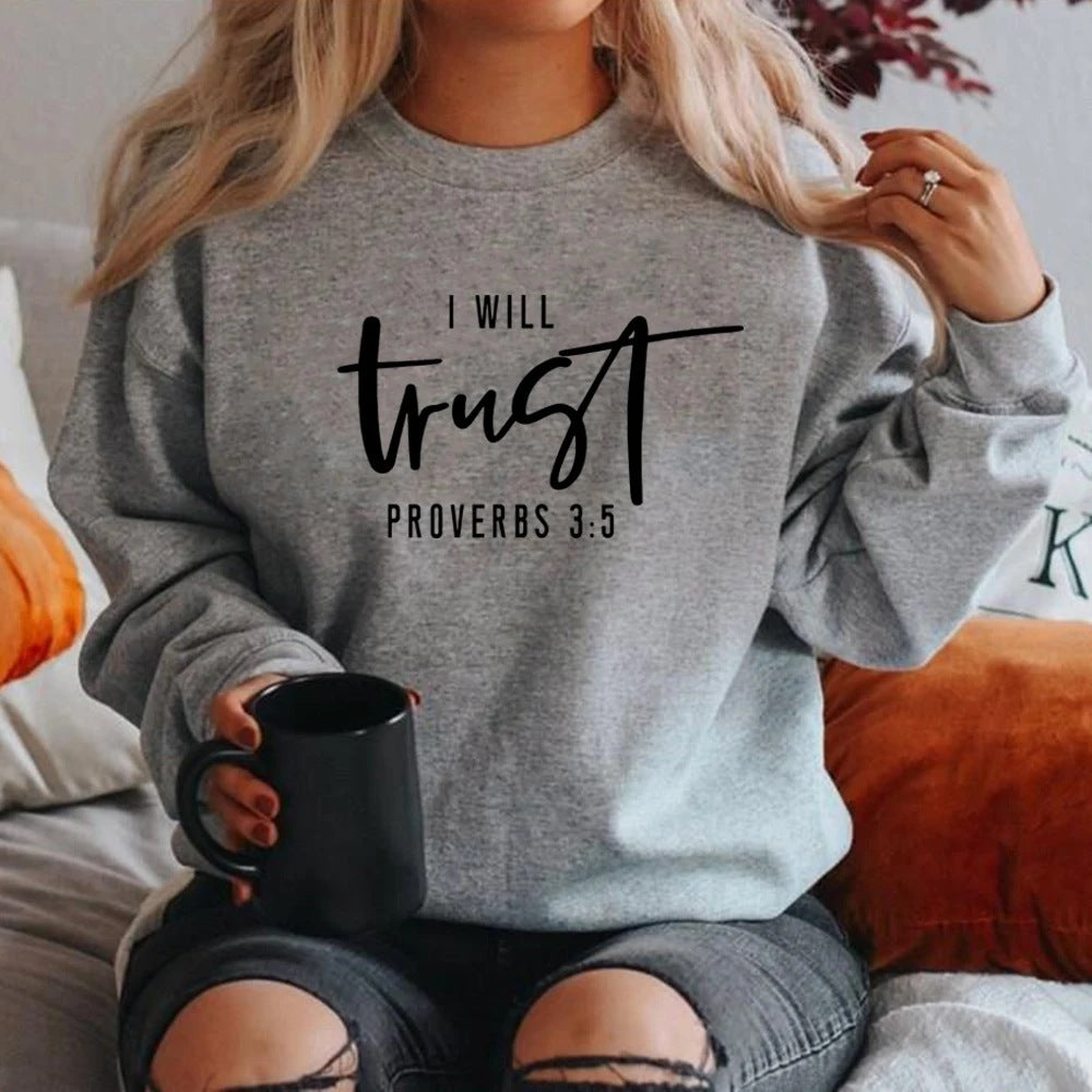 Damen Sweatshirt Bequem Motivierender Schriftzug Grau Eveloria
